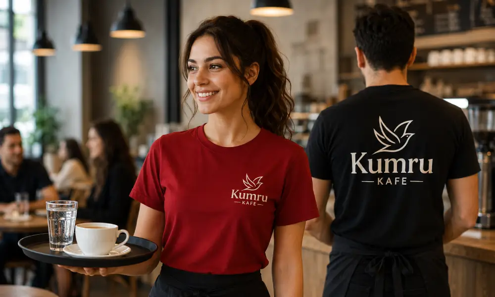 Kurumsal logo baskılı tişört – işletmeler için promosyon ve personel tişört baskı