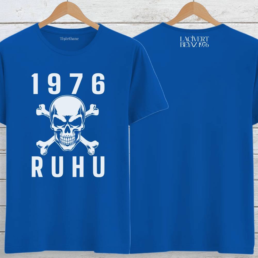 1976 Ruhu Tasarımlı Lacivert Beyaz Taraftar Tişörtü