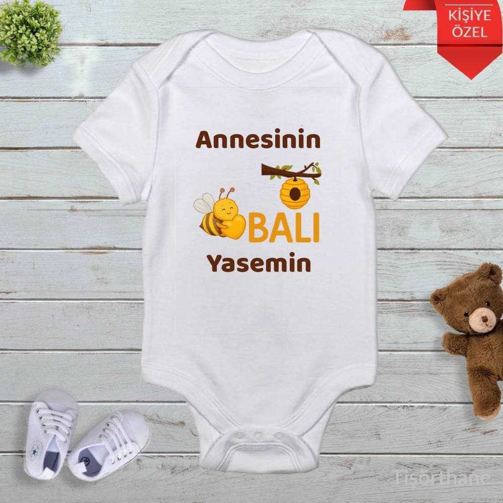 Annesinin Balı Baskılı İsme Özel Sevimli Bebek Zıbını
