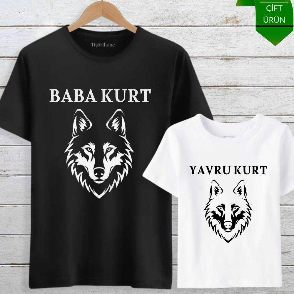 Baba Kurt & Yavru Kurt Tasarımlı Baba Oğul Tişört Kombini