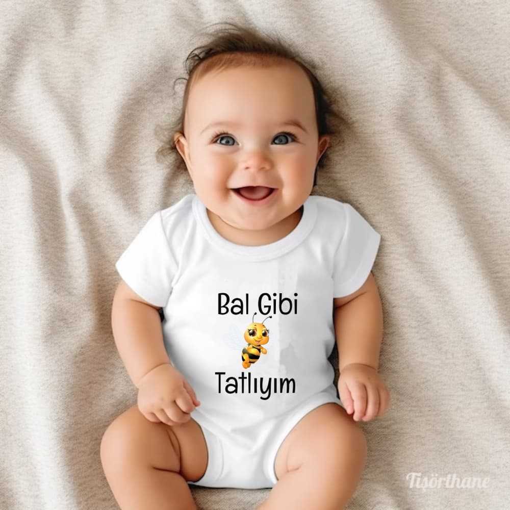 Bal Gibi Tatlıyım Baskılı Sevimli Bebek Zıbını