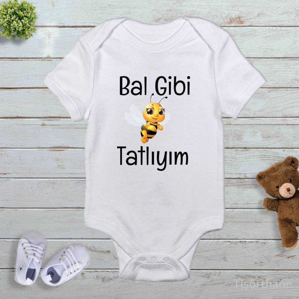 Bal Gibi Tatlıyım Baskılı Sevimli Bebek Zıbını