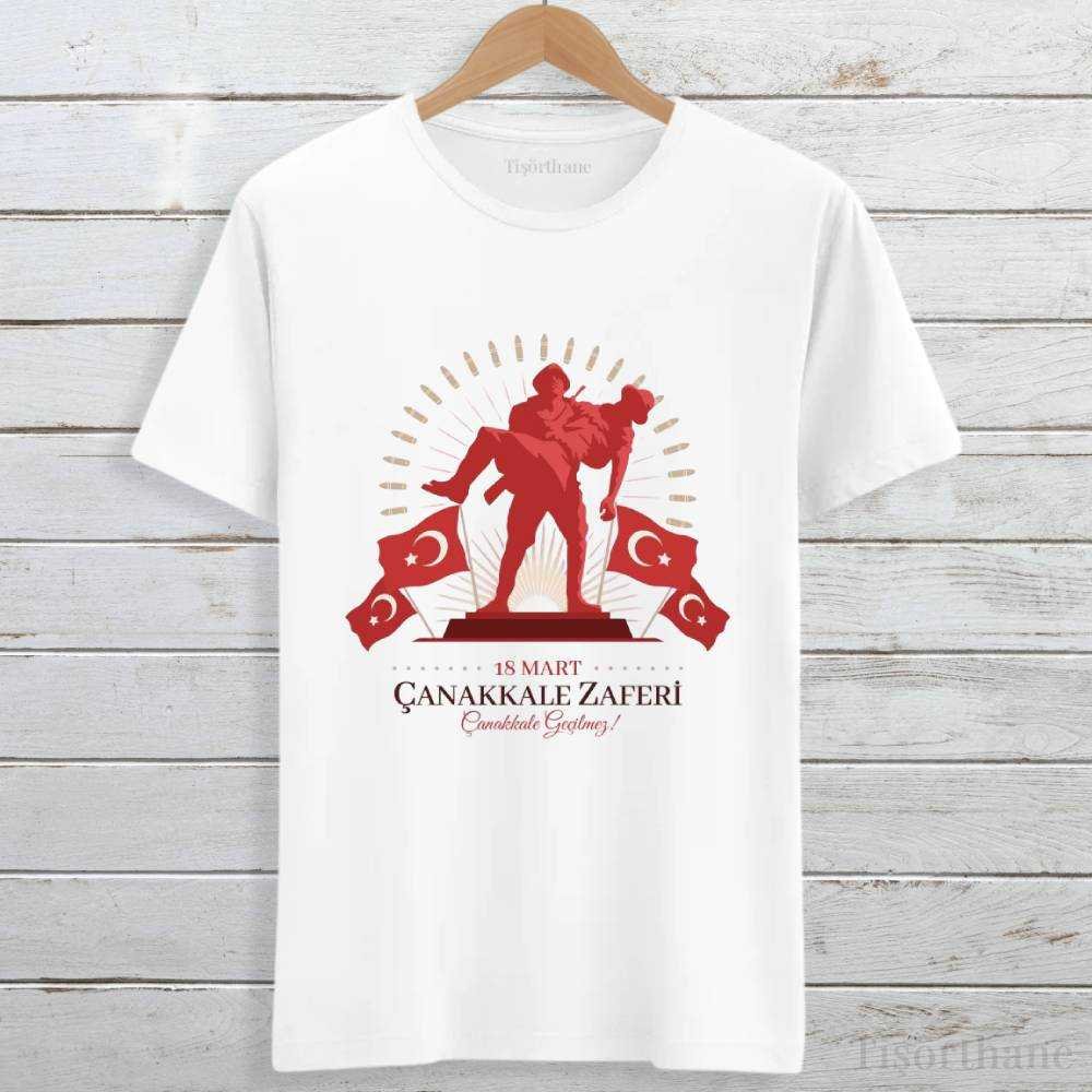 Çanakkale Geçilmez Baskılı 18 Mart Şehitler Günü Tişörtü