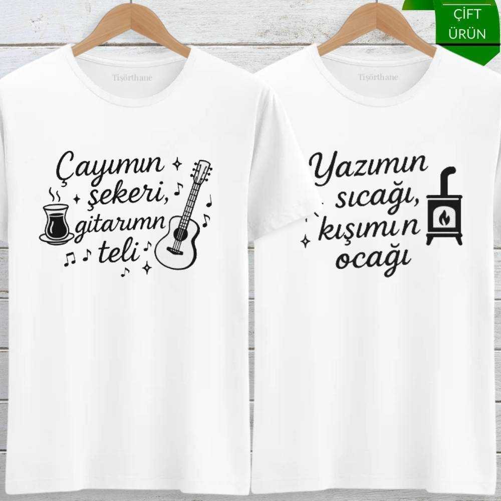 Çayımın Şekeri, Yazımın Sıcağı Tasarımlı Sevgili Tişört Kombini