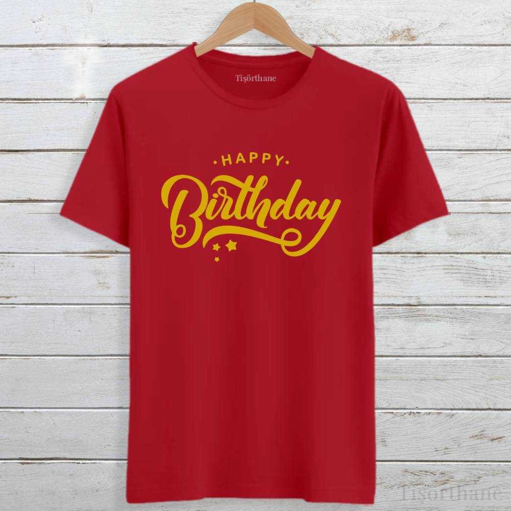 Happy Birthday Yazılı Unisex Doğum Günü Tişörtü