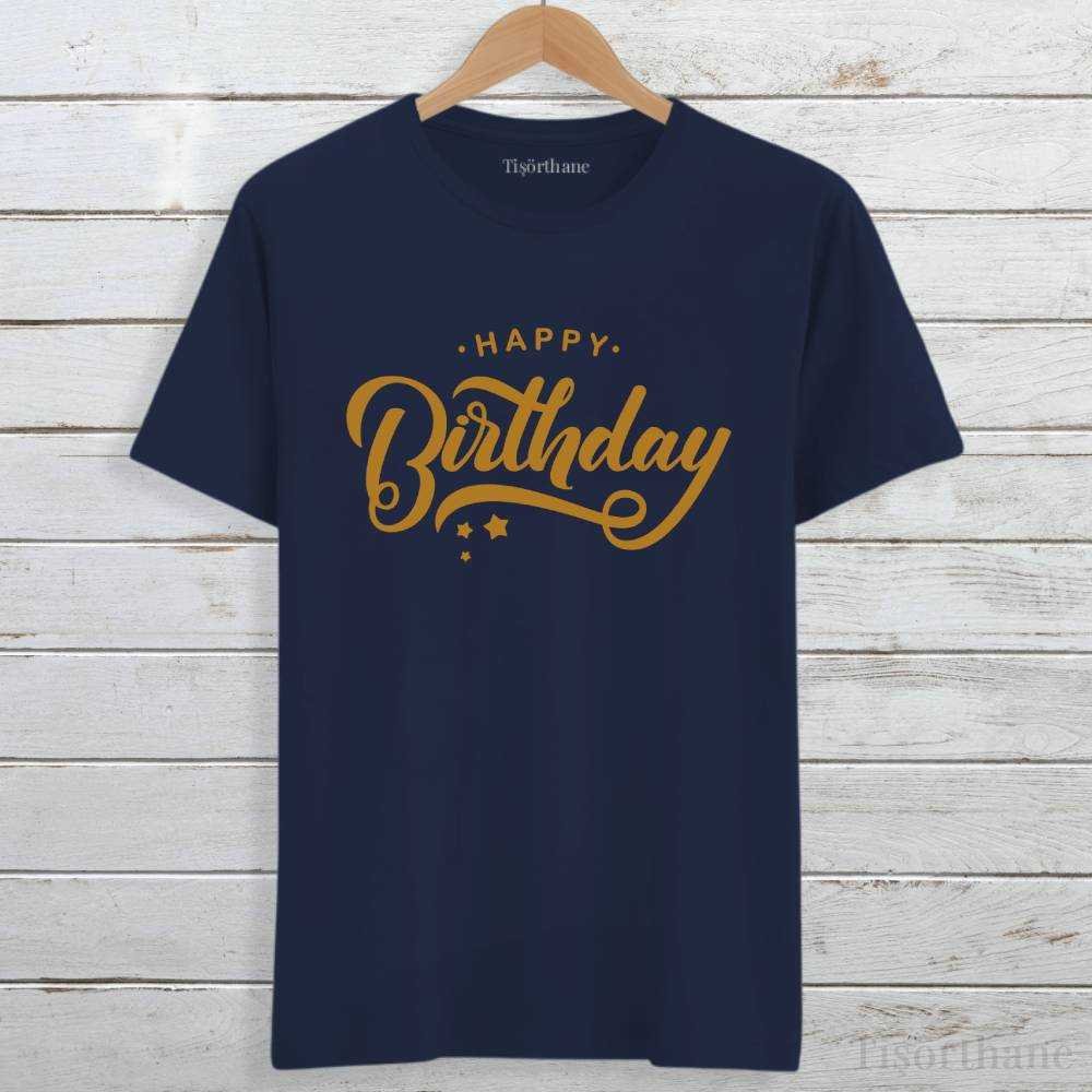 Happy Birthday Yazılı Unisex Doğum Günü Tişörtü