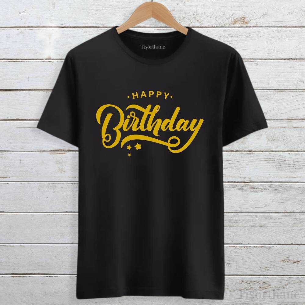 Happy Birthday Yazılı Unisex Doğum Günü Tişörtü