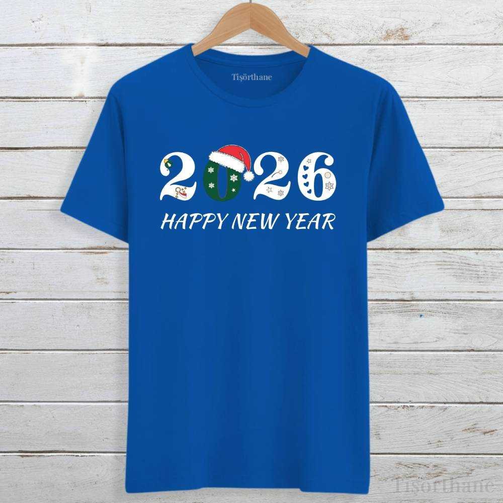 Happy New Year 2026 Tasarımlı Yılbaşı Tişörtü
