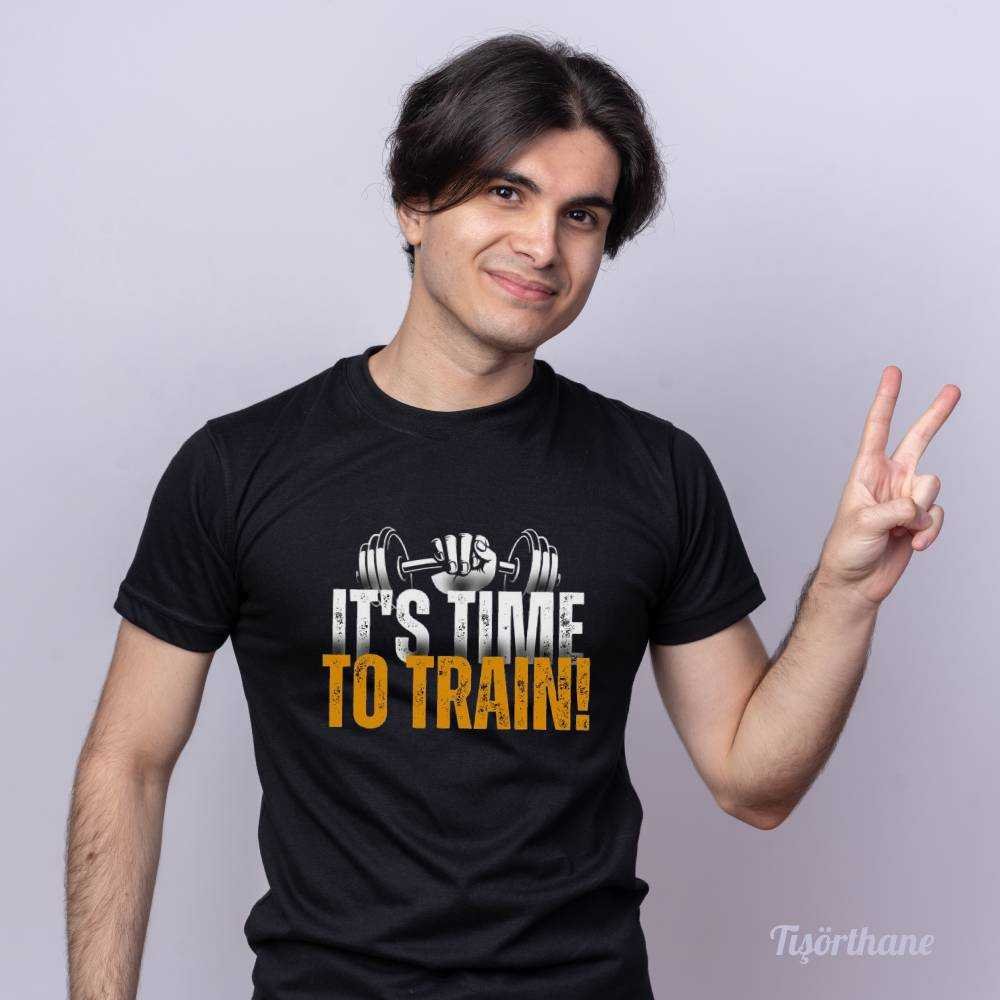 It is Time To Train (Spor Zamanı) Baskılı Antrenman Tişörtü