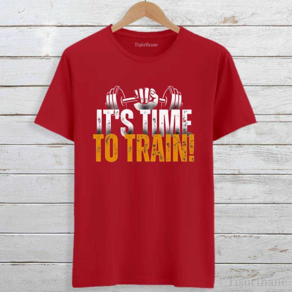 It is Time To Train (Spor Zamanı) Baskılı Antrenman Tişörtü