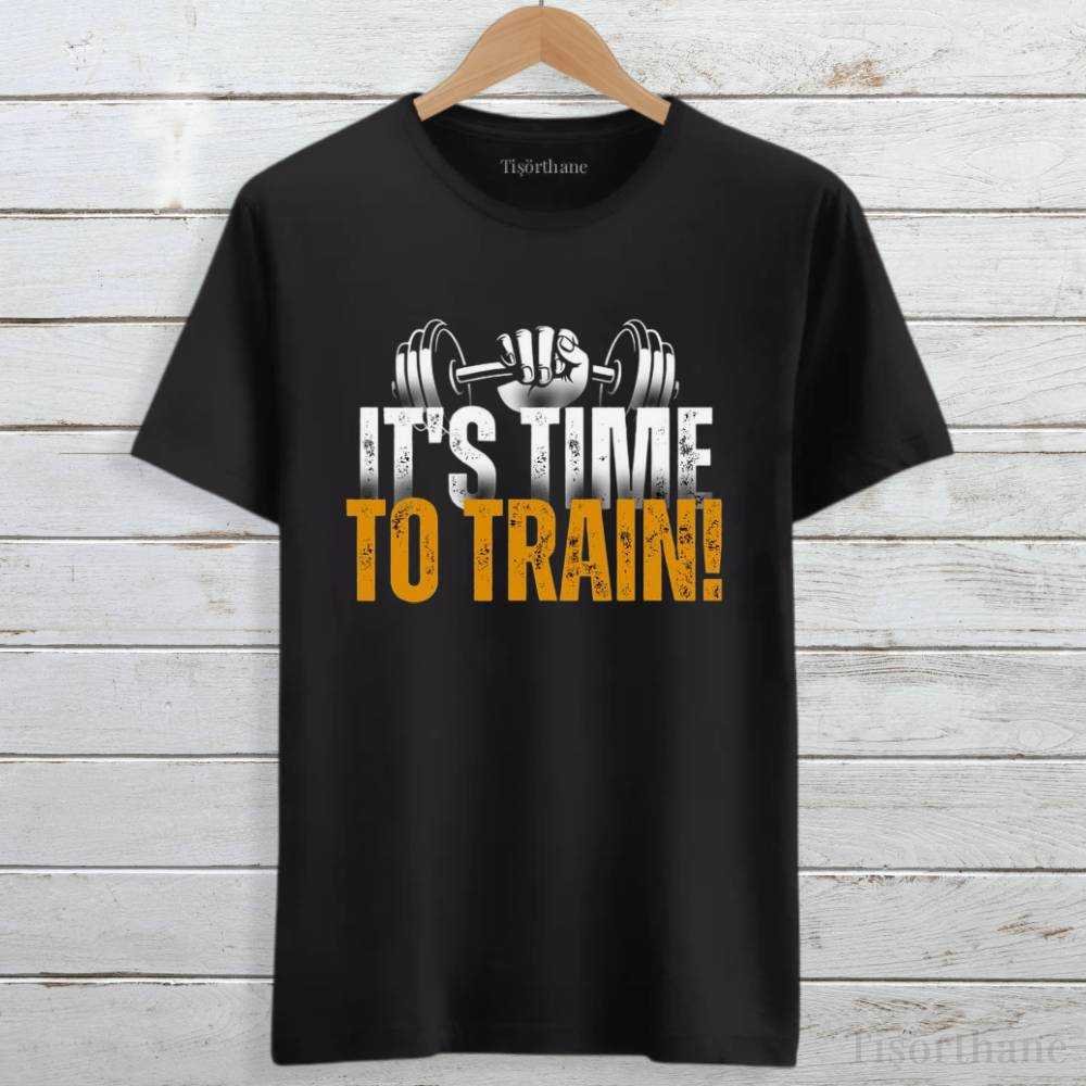 It is Time To Train (Spor Zamanı) Baskılı Antrenman Tişörtü