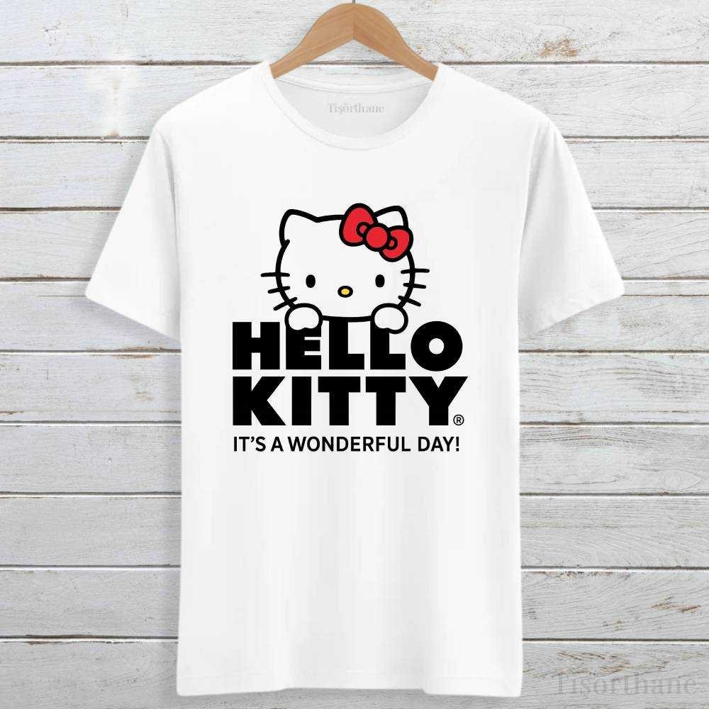 Kawaii Tarz Hello Kitty Tasarımlı Unisex Tişört