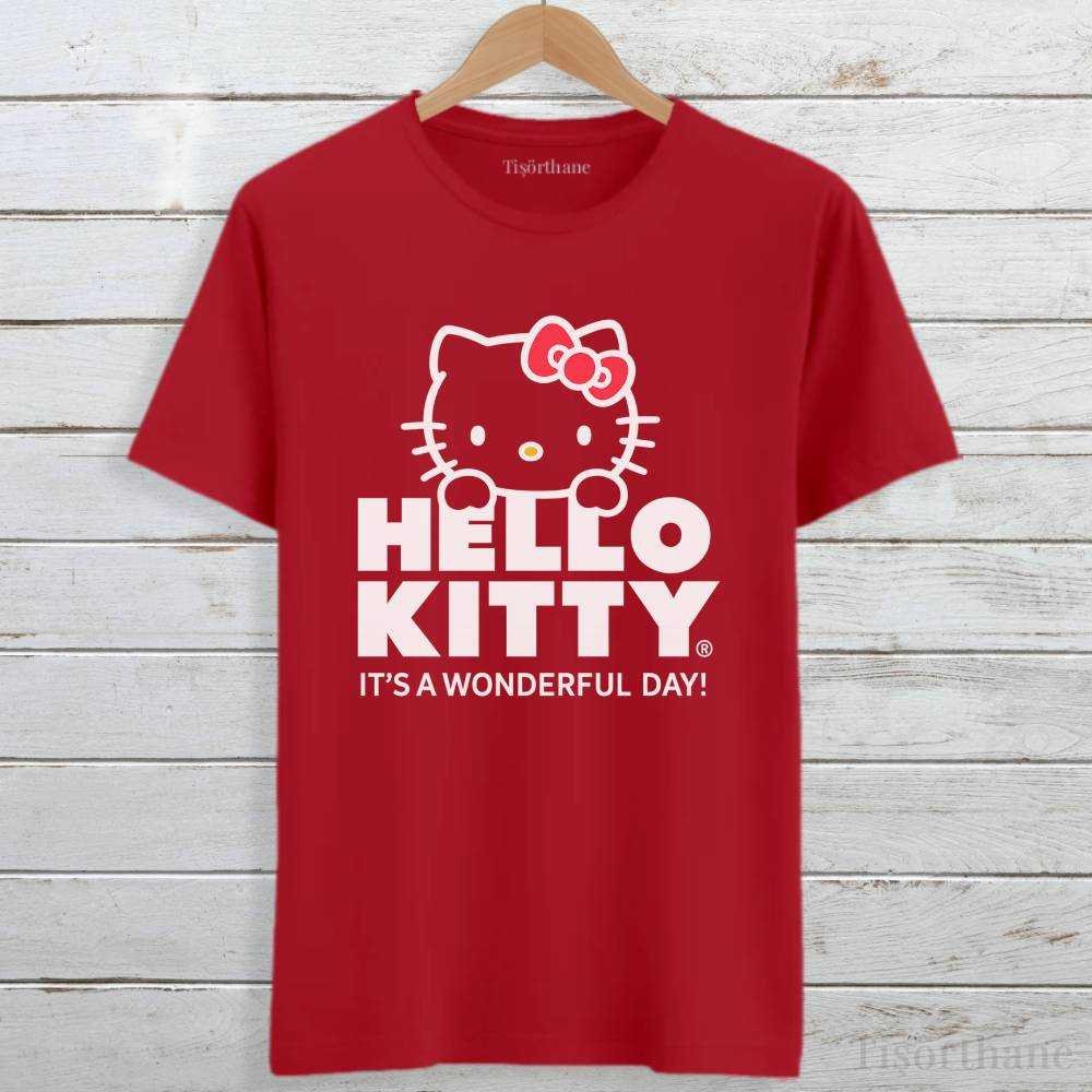 Kawaii Tarz Hello Kitty Tasarımlı Unisex Tişört