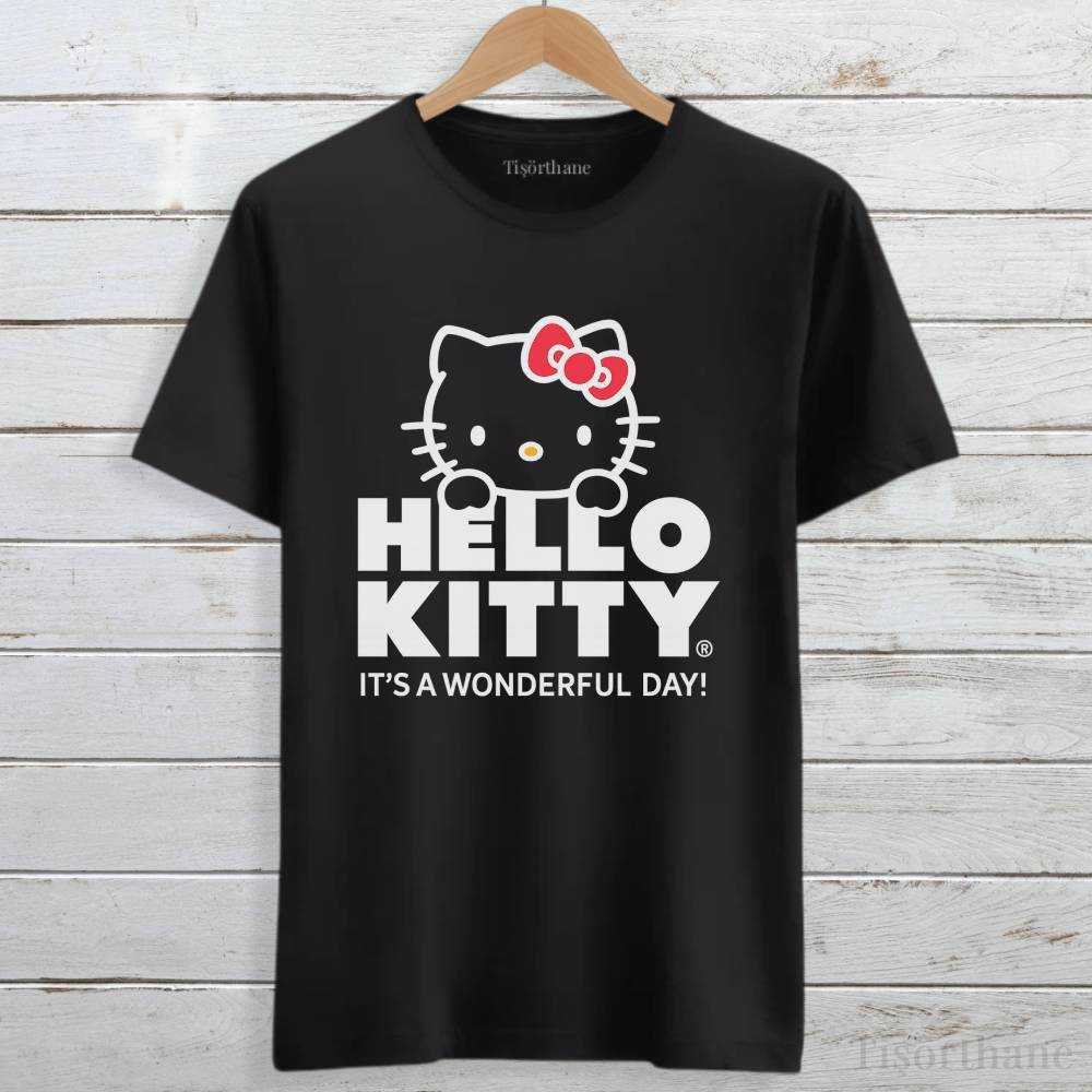 Kawaii Tarz Hello Kitty Tasarımlı Unisex Tişört