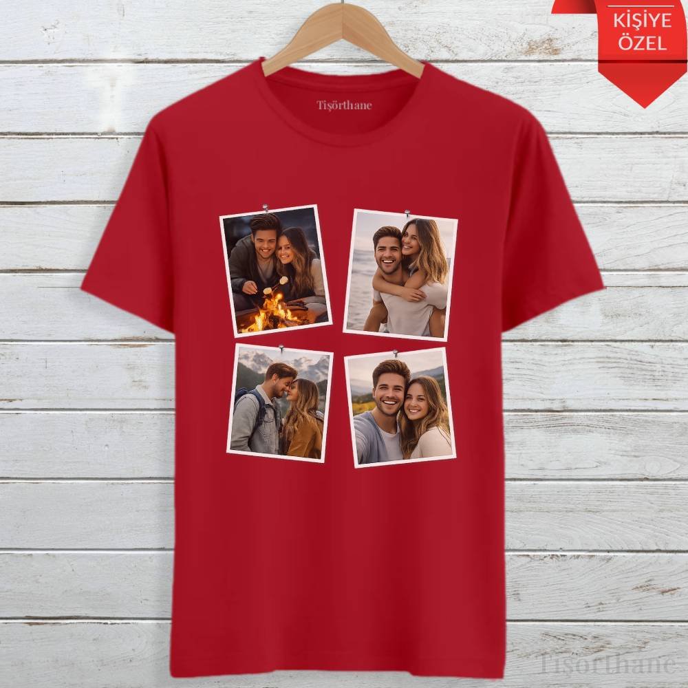 Kişiye Özel Fotoğraf Kolaj Baskılı Tişört