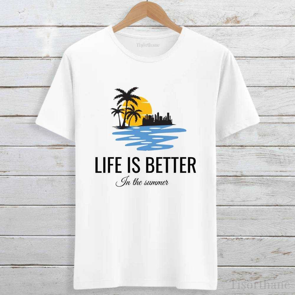 Life is Better in the Summer Baskılı Yaz Tatili Tişörtü