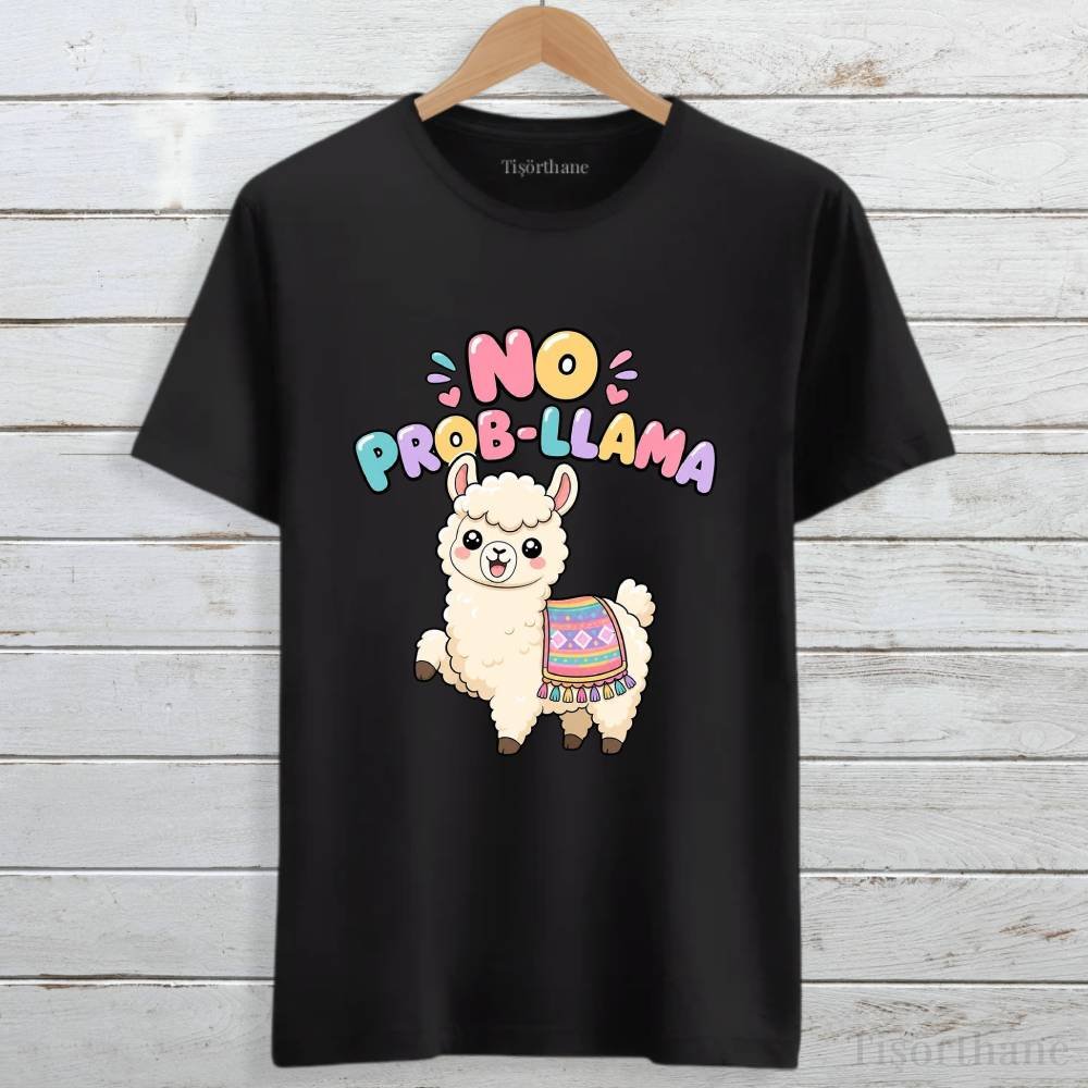 No Prob LLama Baskılı Unisex Tişört
