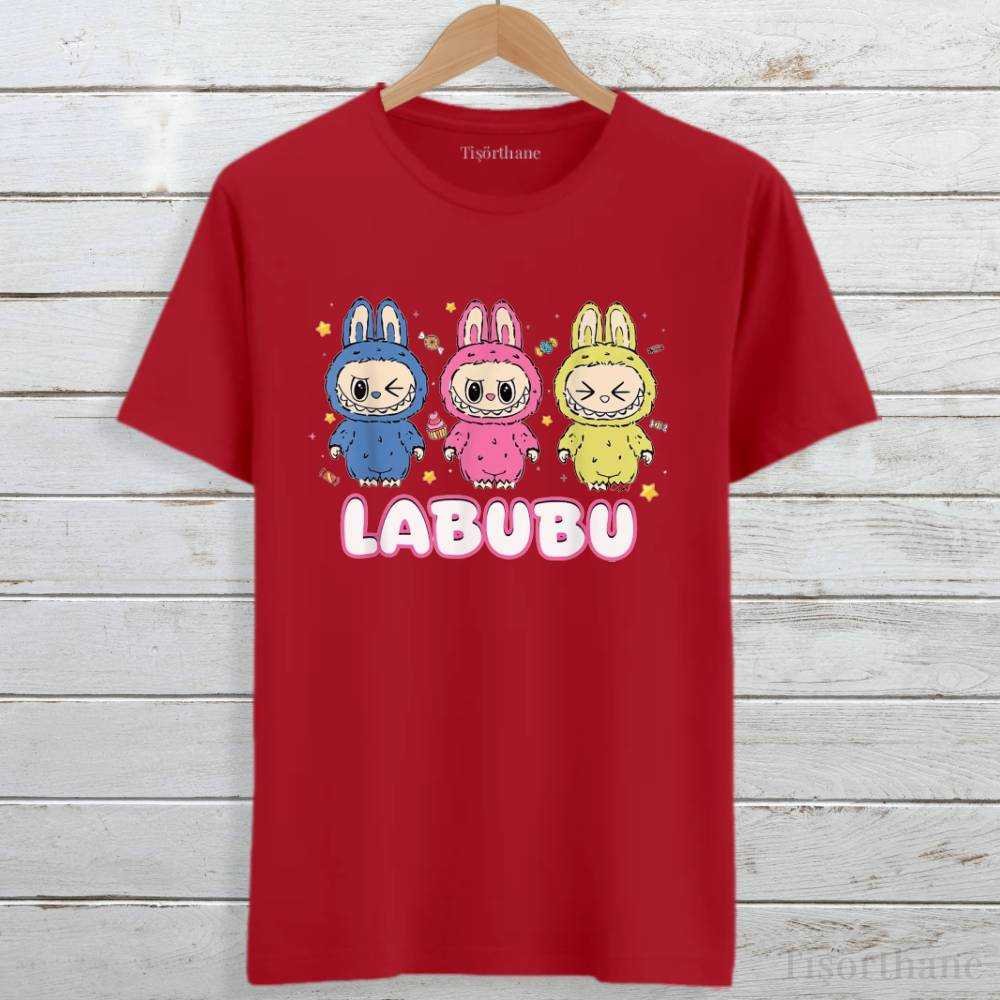 Sevimli LaBuBu Karakter Baskılı Unisex Tişört