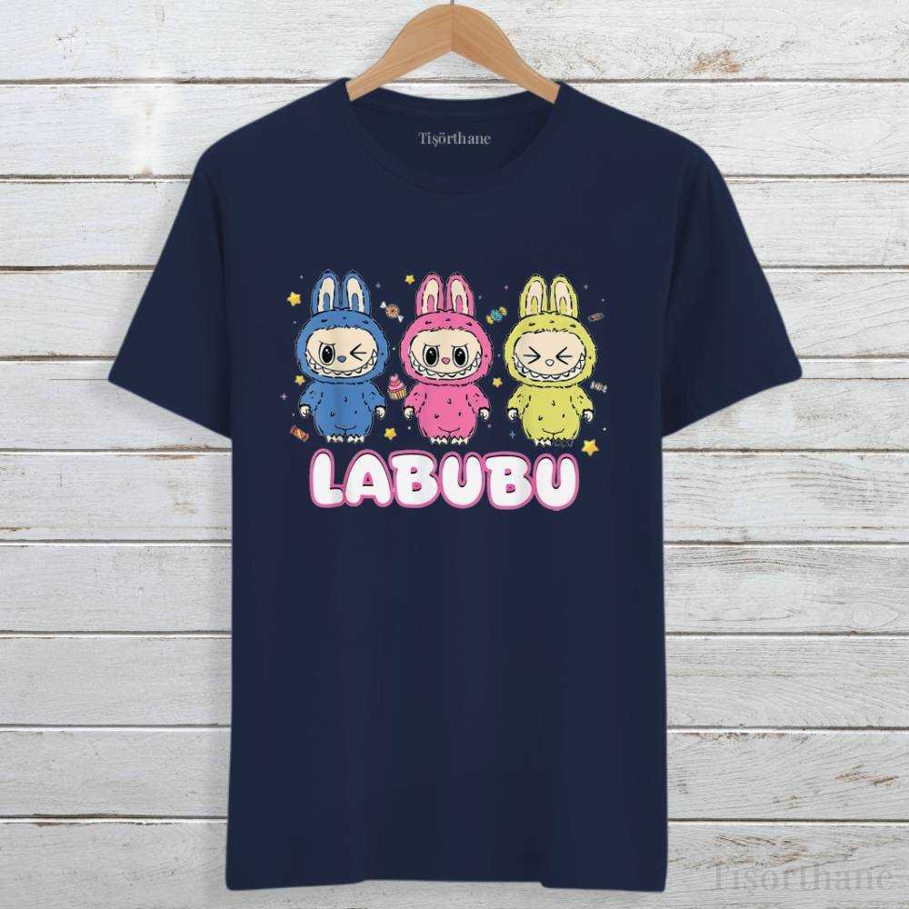 Sevimli LaBuBu Karakter Baskılı Unisex Tişört