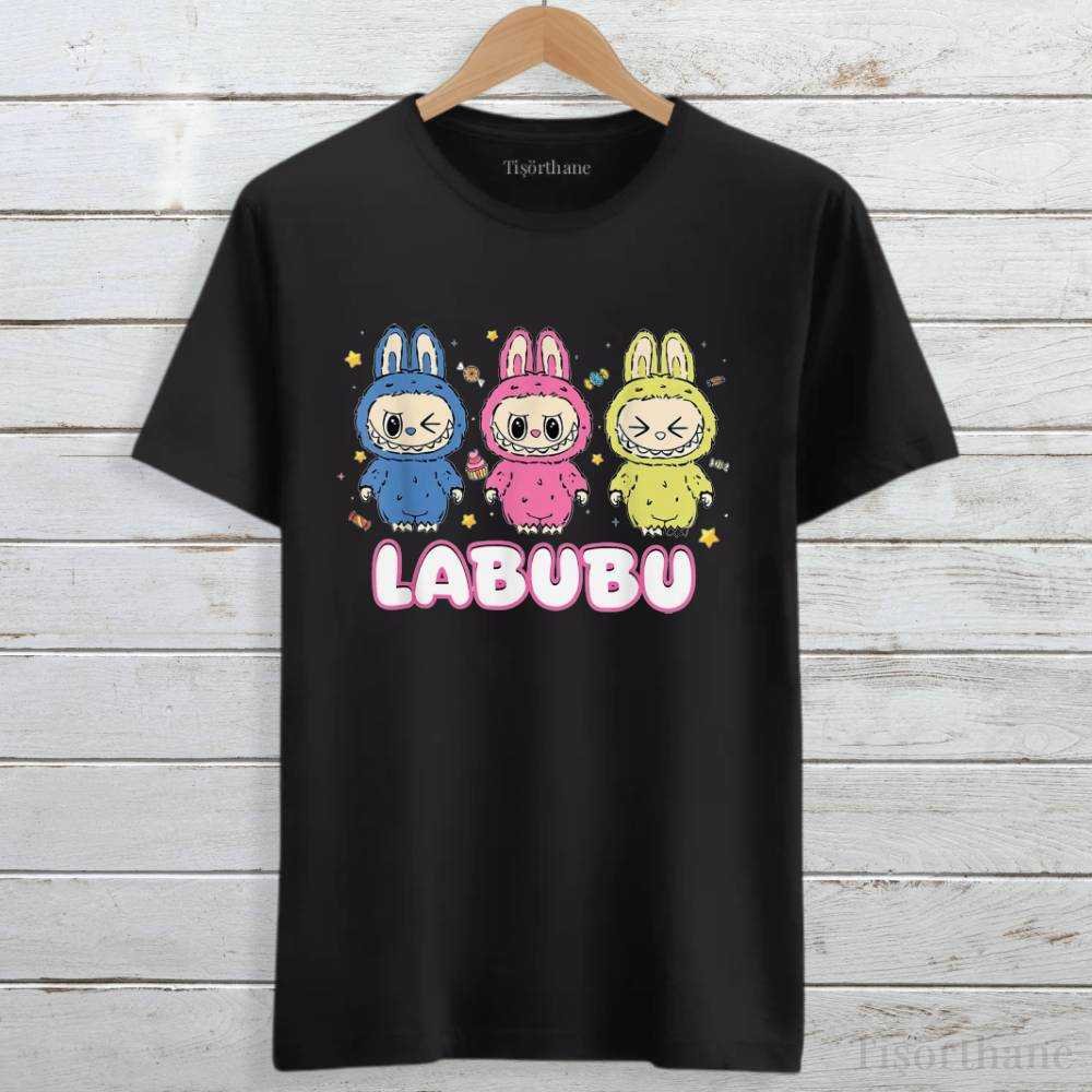Sevimli LaBuBu Karakter Baskılı Unisex Tişört