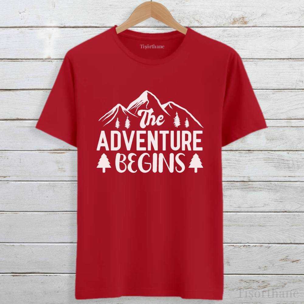 The Adventure Begins (Macera Başlıyor) Baskılı Tatil Tişörtü