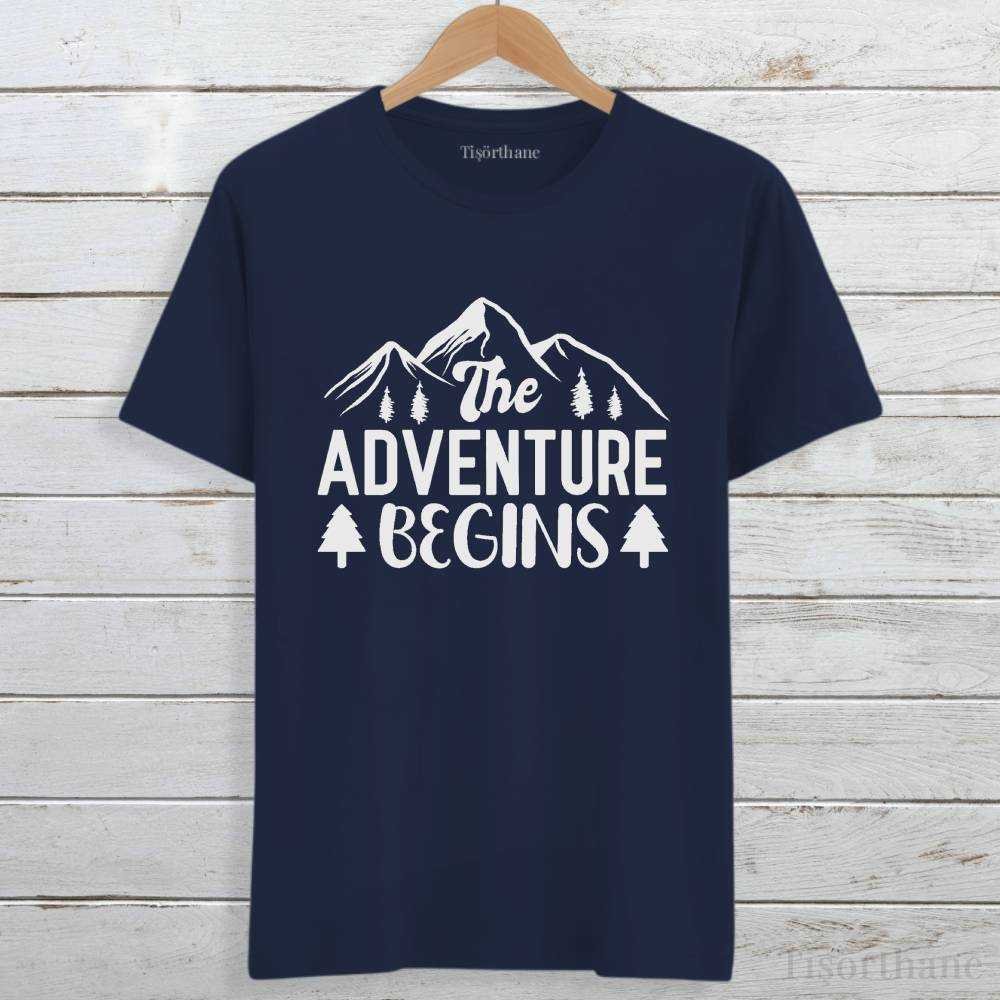 The Adventure Begins (Macera Başlıyor) Baskılı Tatil Tişörtü