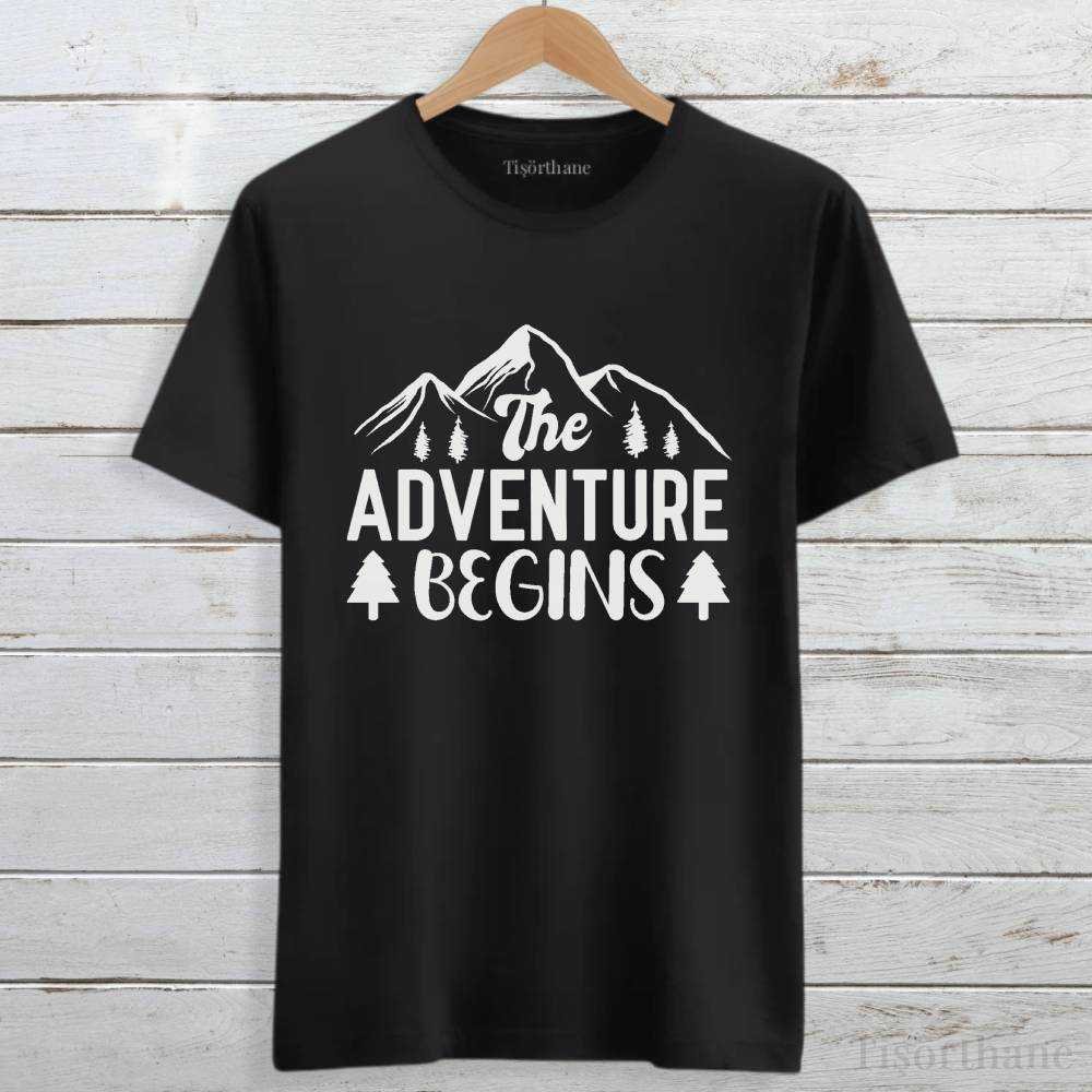 The Adventure Begins (Macera Başlıyor) Baskılı Tatil Tişörtü