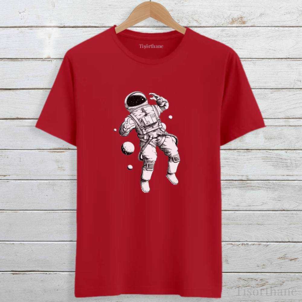 Uzayda Süzülen Astronot Baskılı Eğlenceli Tişört