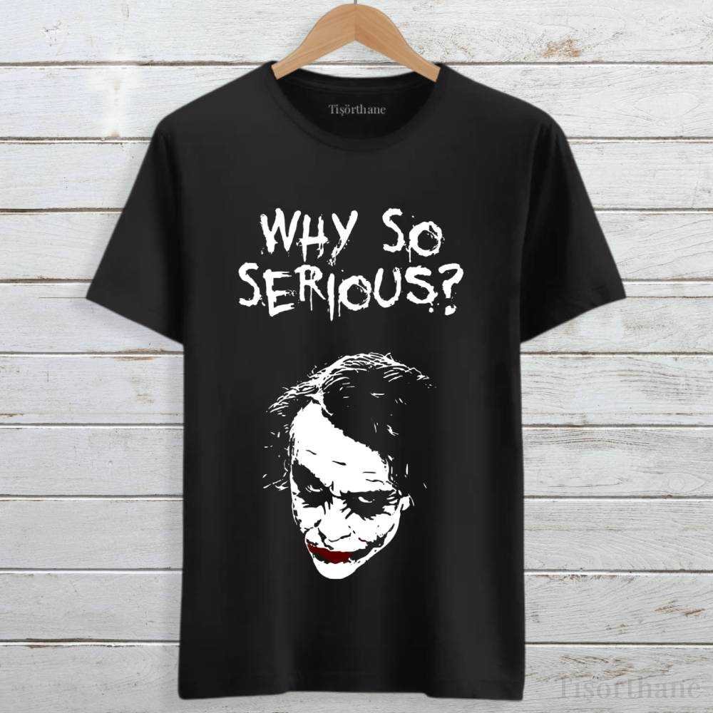 Why So Serious? Tasarımlı Joker Replikli Siyah Tişört