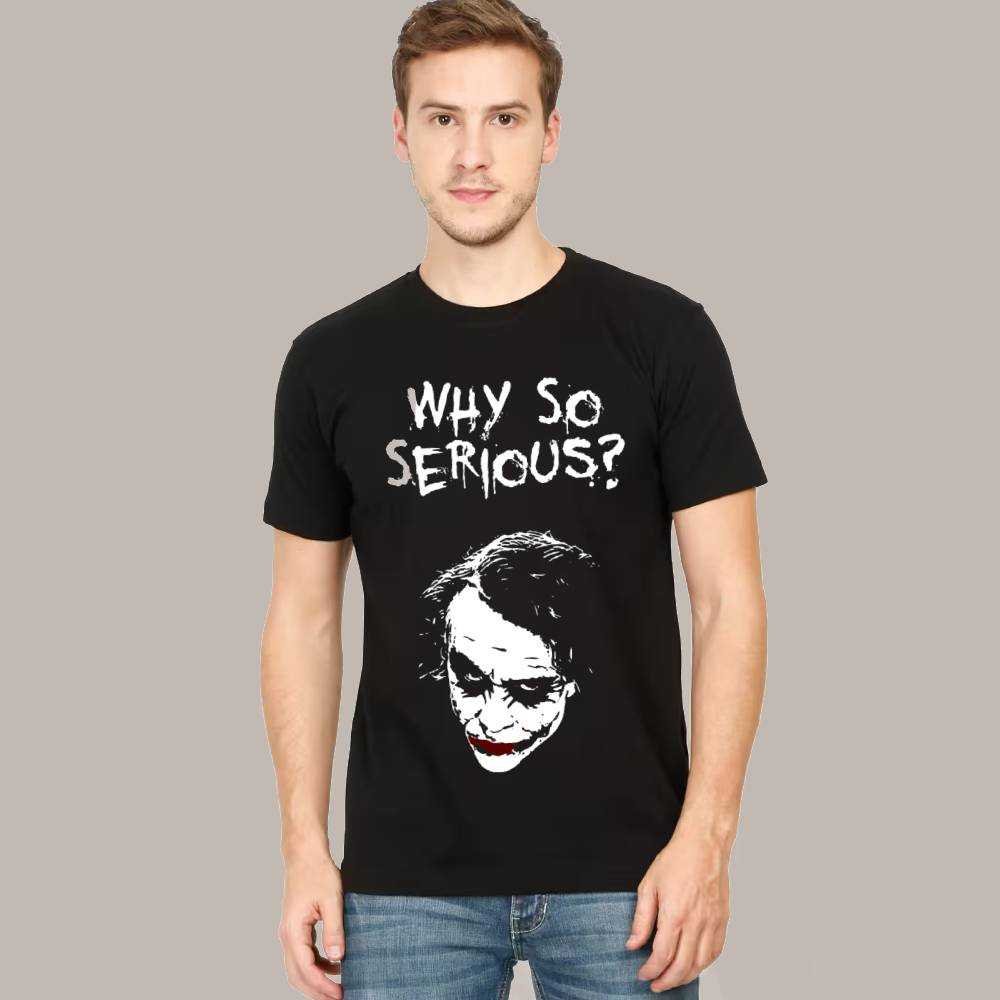 Why So Serious? Tasarımlı Joker Replikli Siyah Tişört