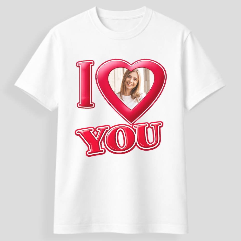 I love you resim baskılı kişiye özel tişört modeli