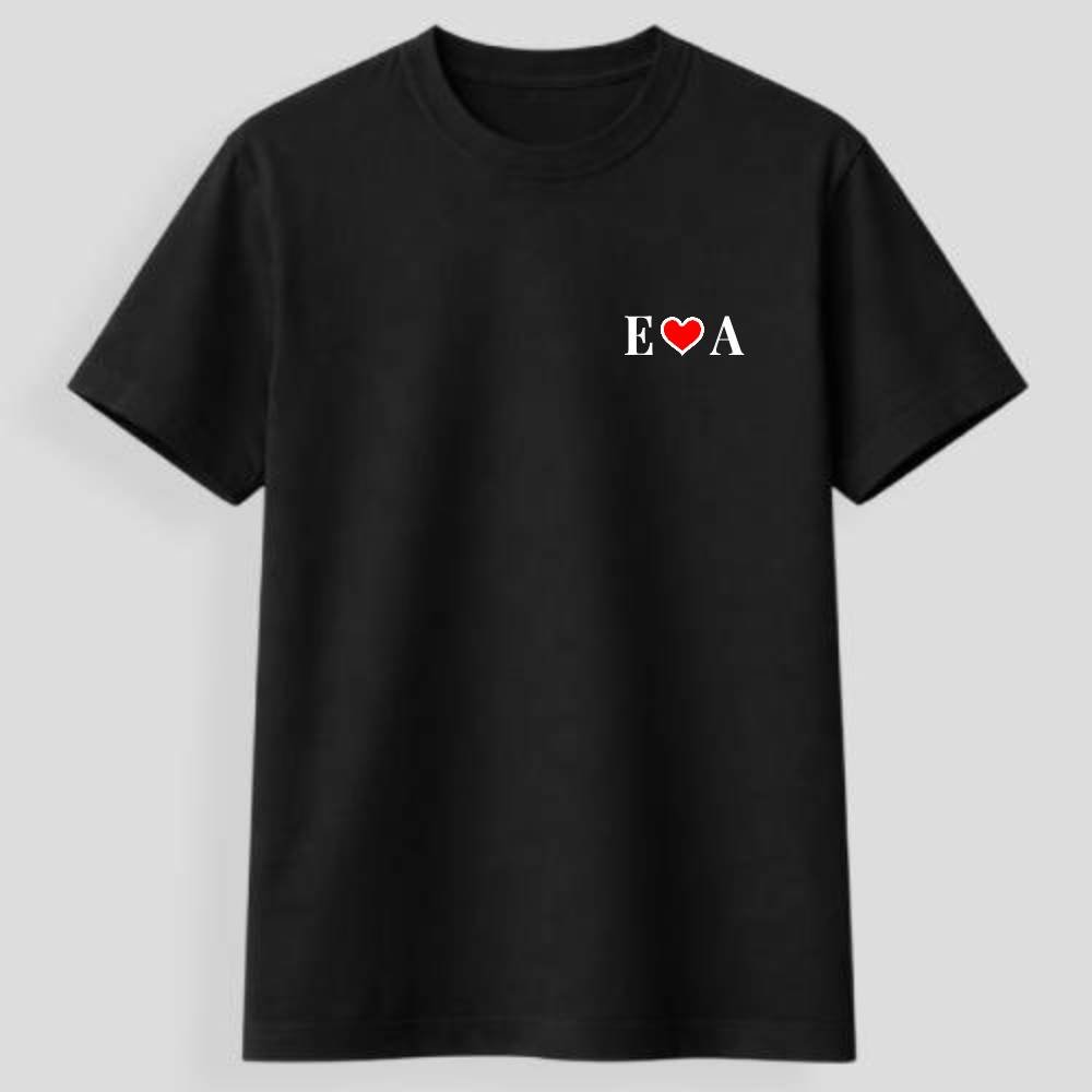 İsme özel baş harf baskılı sevgili tişörtü modeli