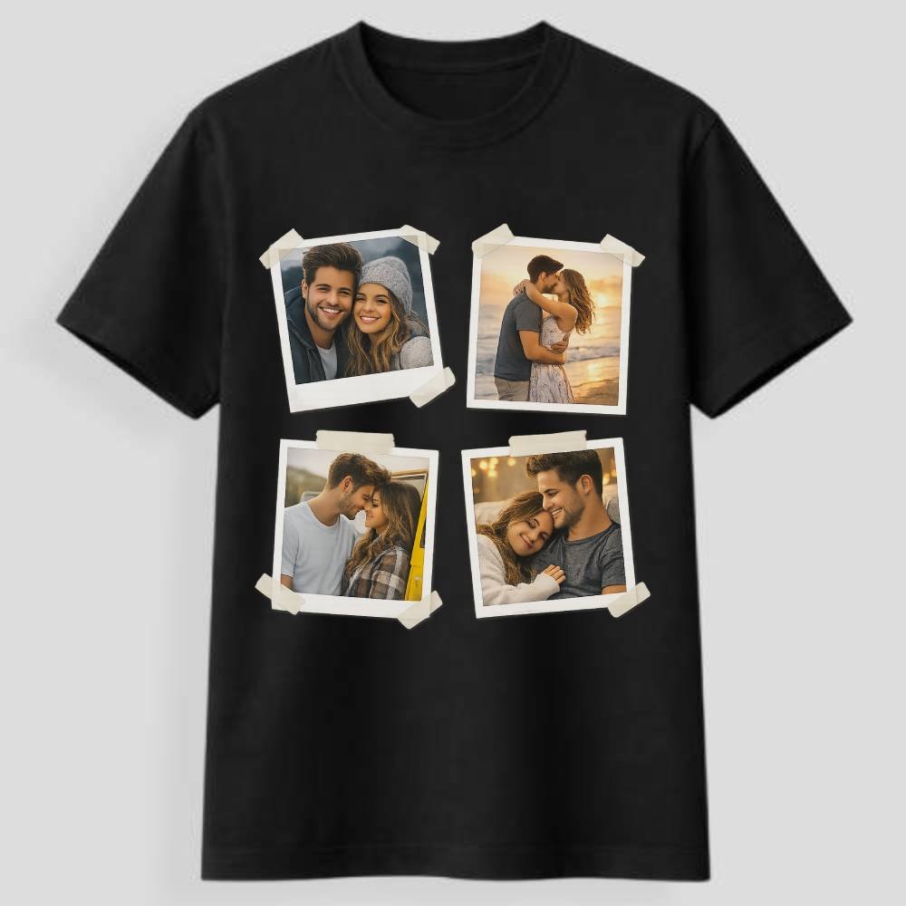 Kişiye özel kolaj fotoğraf baskılı tişört modeli